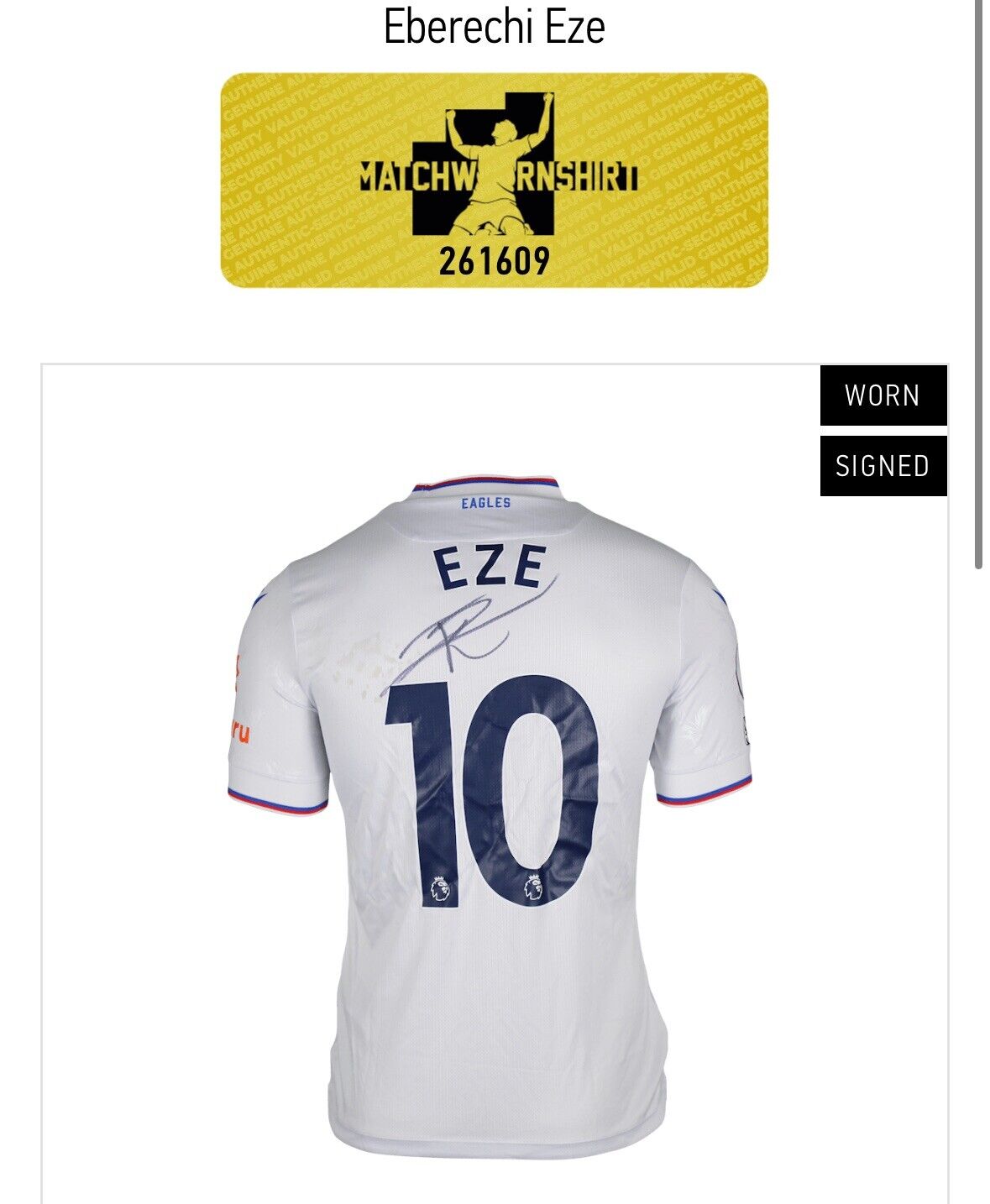 match worn signed eze 10 crystal palace 2022 2023 away poppy football shirt8