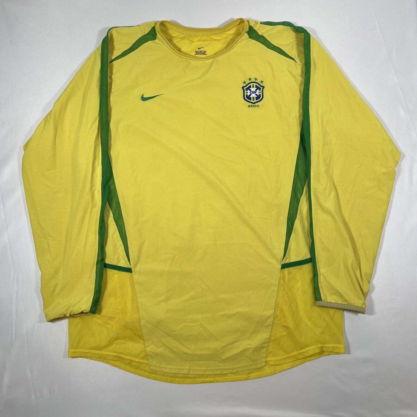 brazil 2002 2003 2004 home football shirt dual layer long sleeve xl2