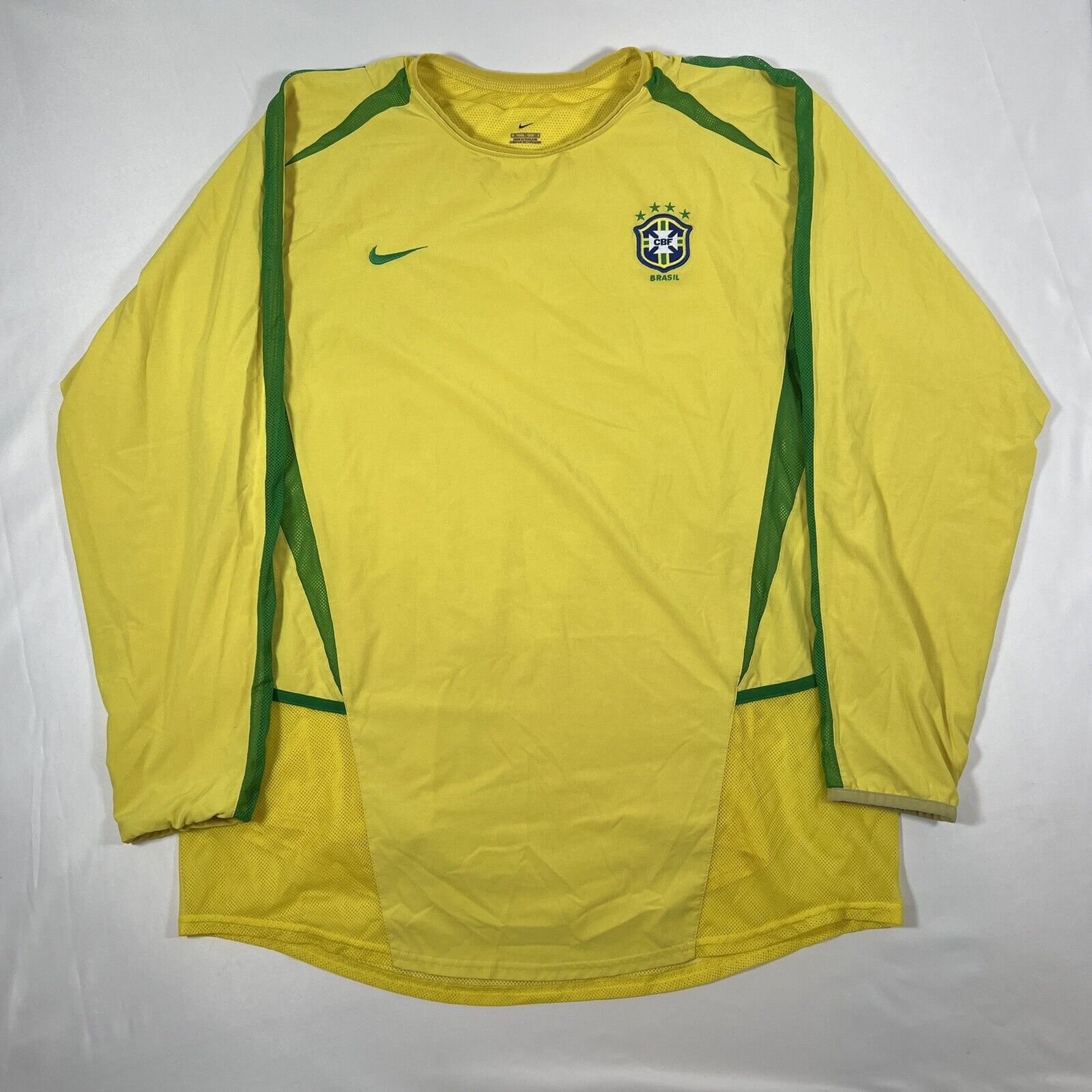 brazil 2002 2003 2004 home football shirt dual layer long sleeve xl2
