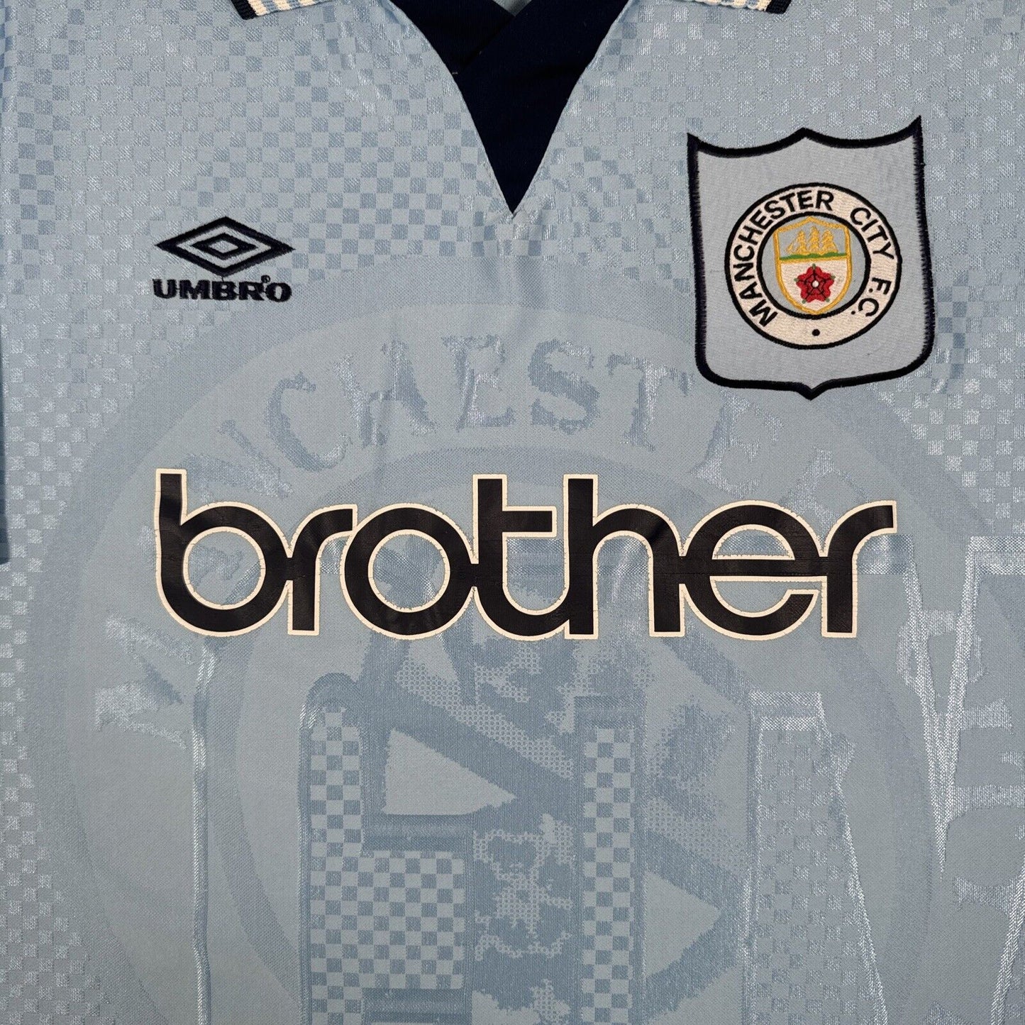 Manchester City 1995/1996/1997 Home Football Shirt Large - Football Shirt Kingdom