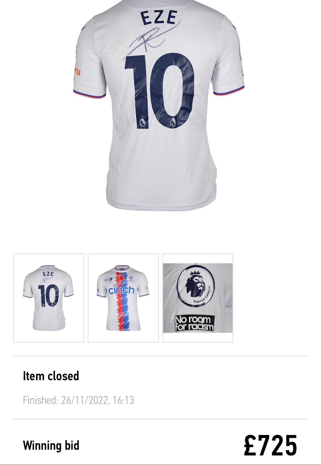 match worn signed eze 10 crystal palace 2022 2023 away poppy football shirt7