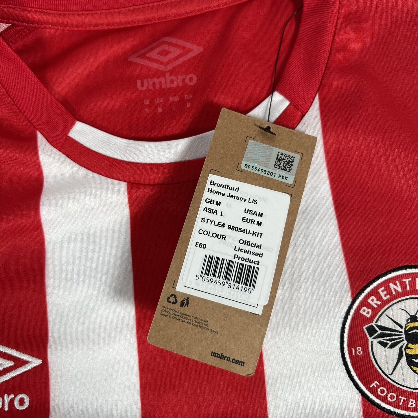 jenson brentford 2021 2022 2023 home football shirt long sleeve bnwt medium5