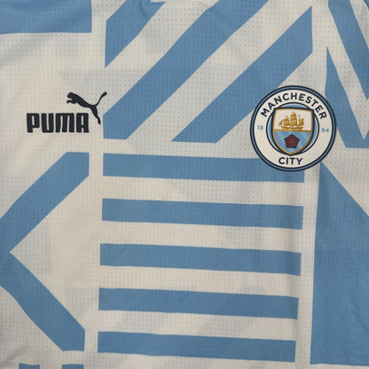 Manchester City 2022/2023 Pre Match Training Football Shirt Small — front close-up