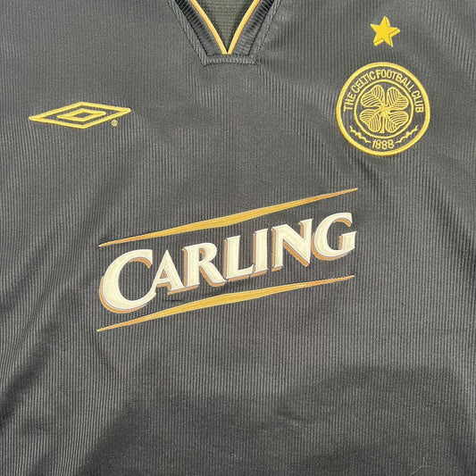 Celtic 2003/2004 Away Football Shirt Black Carling Men’s XL - Football Shirt Kingdom