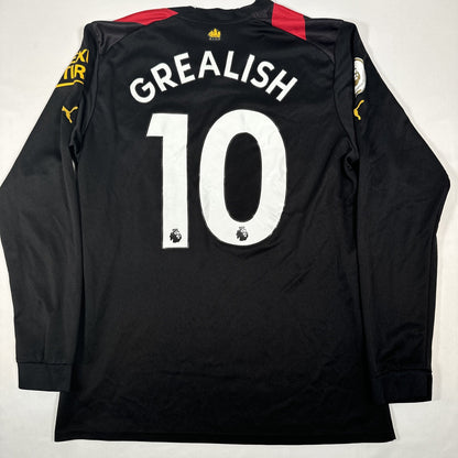 GREALISH 10 Manchester City 2022/2023 Away Football Shirt Long Sleeve Medium — full back view