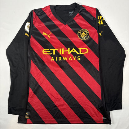 GREALISH 10 Manchester City 2022/2023 Away Football Shirt Long Sleeve Medium — full front view