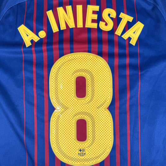 INIESTA 8 Barcelona 2017/2018 Home Football Shirt  Medium - Football Shirt Kingdom