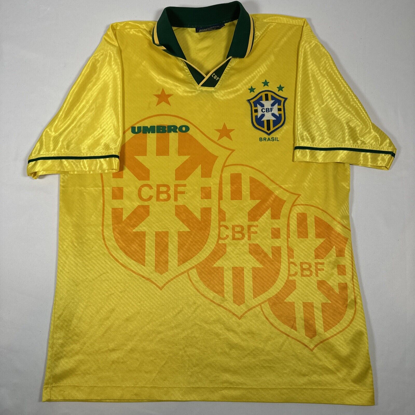 brazil 1994 1995 world cup home football shirt 3 star men s xl2