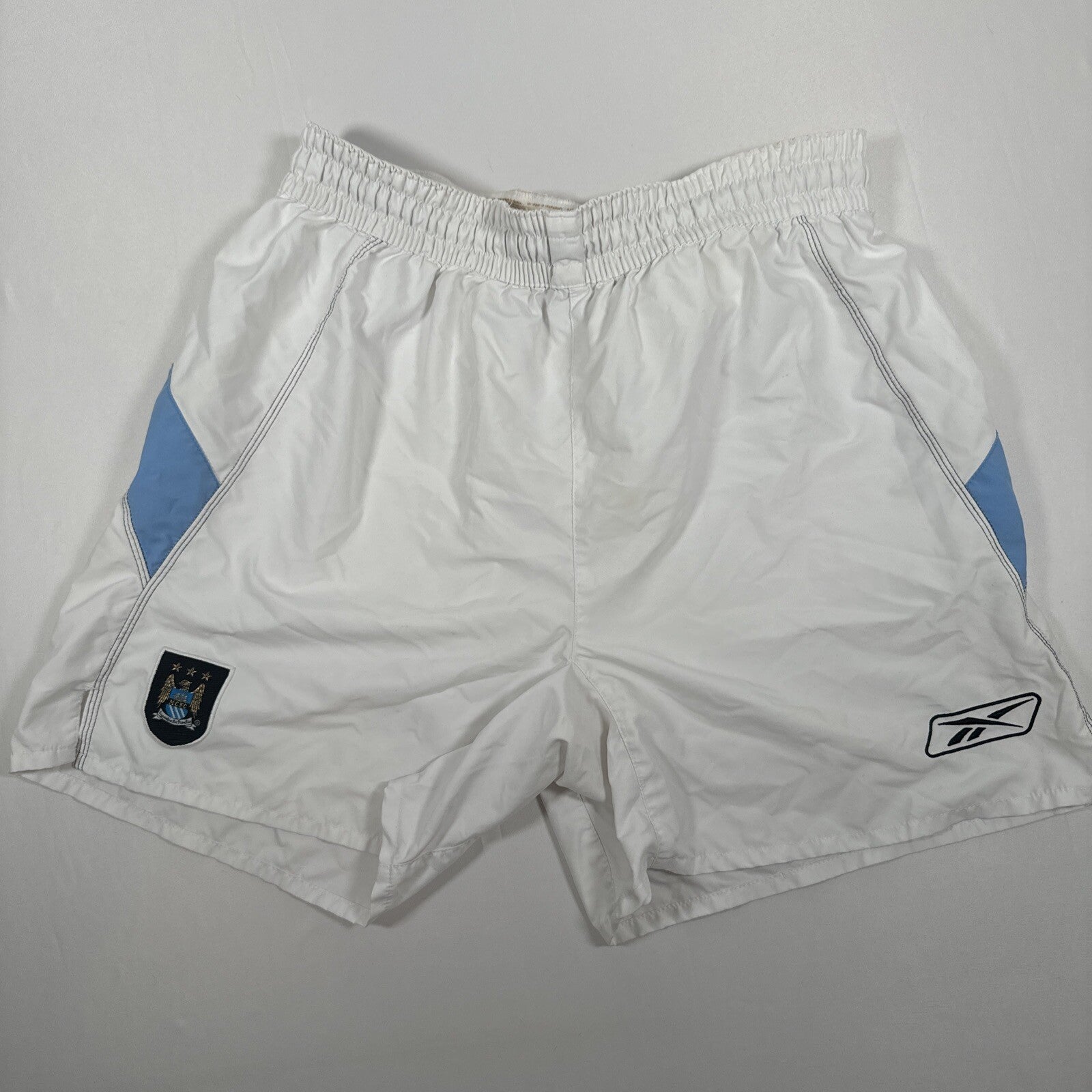 manchester city 2003 2004 reebok home football shorts large 11