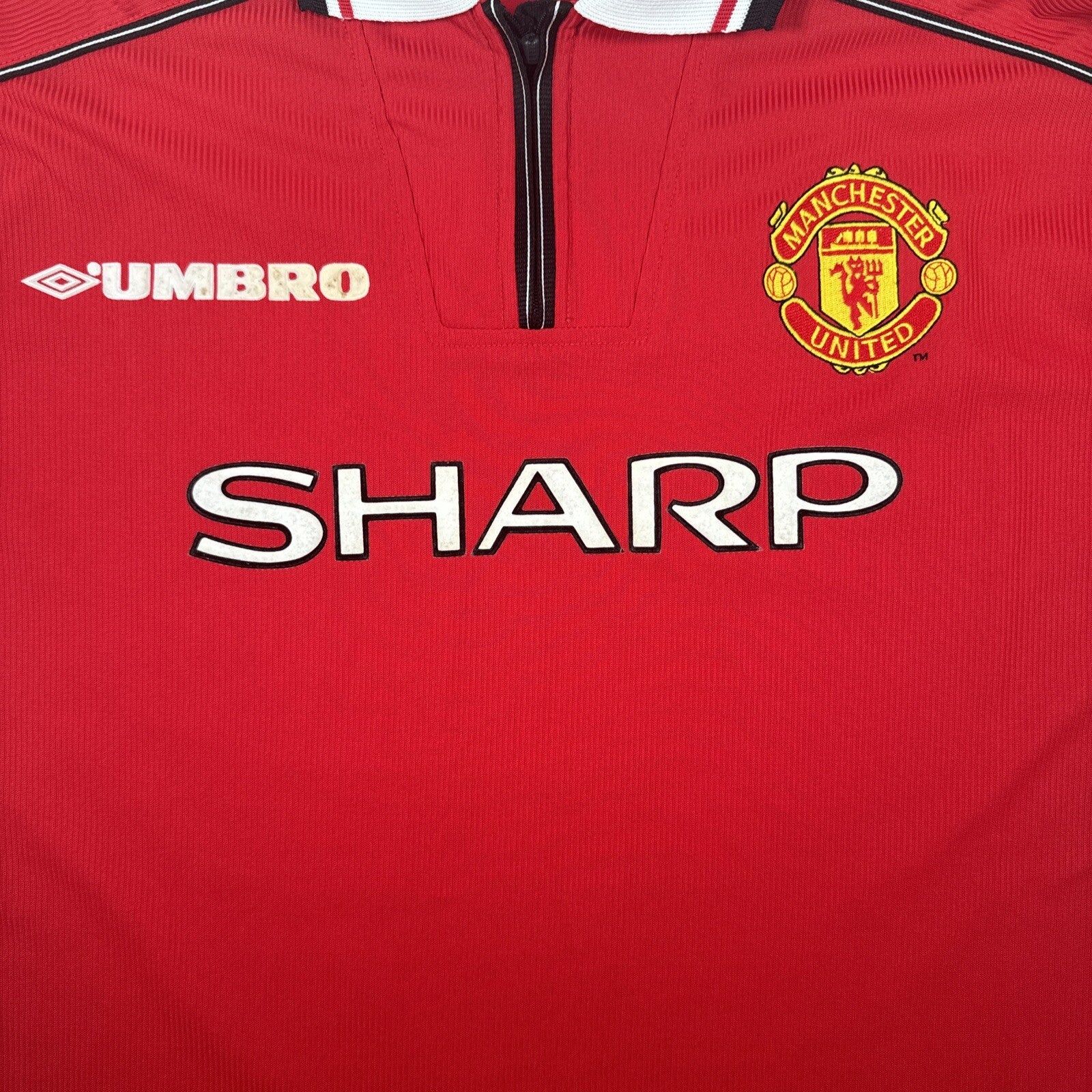 Manchester United 1998/1999/2000 Home Football Shirt  Large - Football Shirt Kingdom