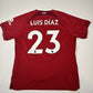 DIAZ 23 Liverpool 2022/2023 Home Football Shirt  Large