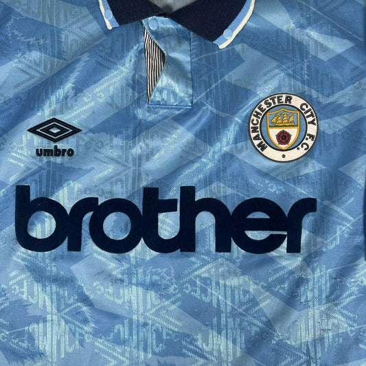 Manchester City 1991/1992/1993 Home Football Shirt  Men’s XL - Football Shirt Kingdom
