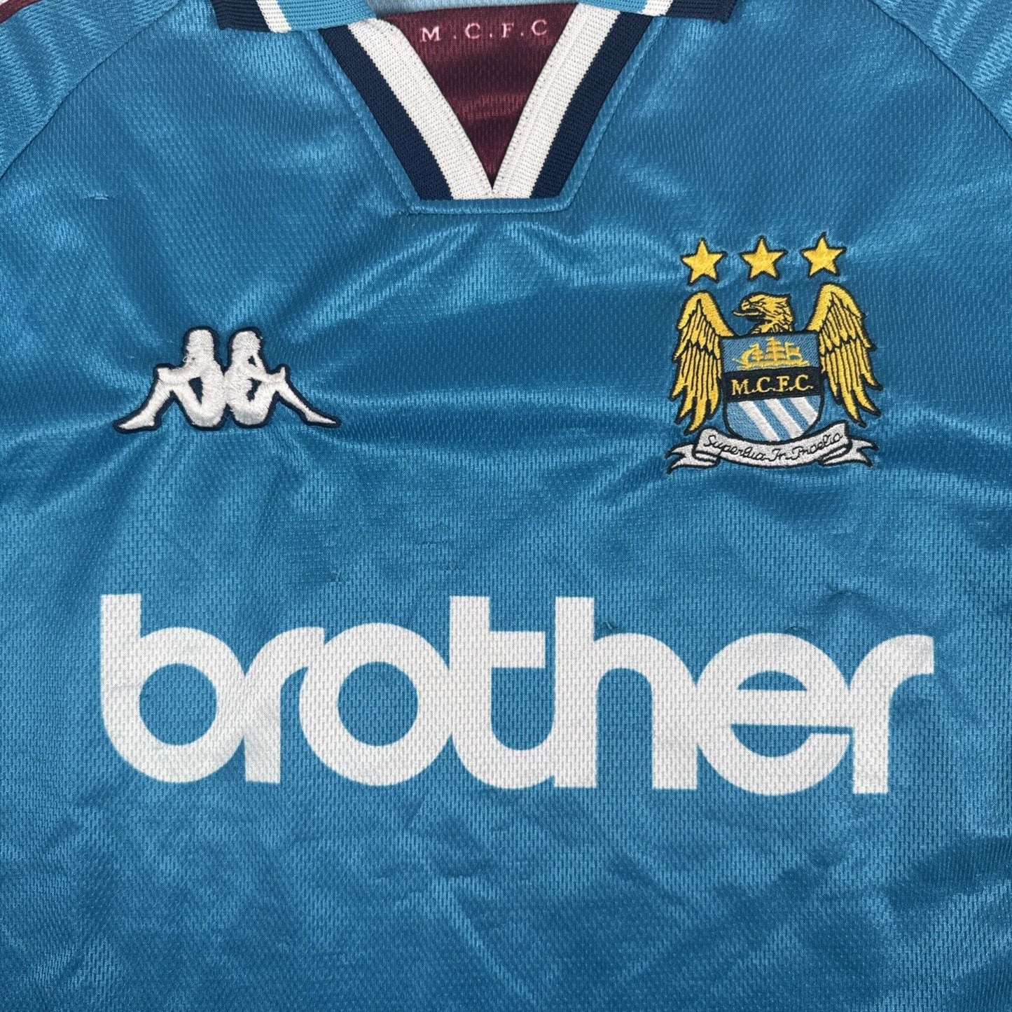 Manchester City 1997/1998/1999 Home Football Shirt  Small - Football Shirt Kingdom