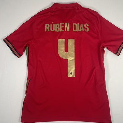RUBEN DIAZ 4 Portugal Euro 2020/2021/2002 Home Football Shirt Large — full back view