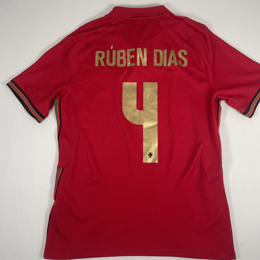 RUBEN DIAZ 4 Portugal Euro 2020/2021/2002 Home Football Shirt Large — full back view