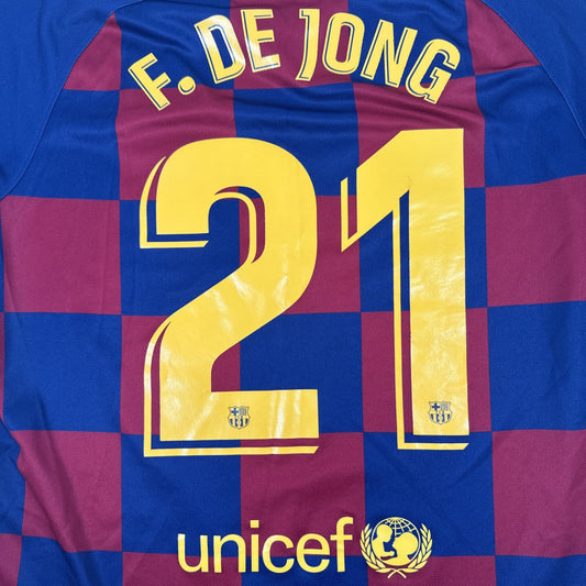 de jong 21 barcelona 2019 2020 home football shirt men s large1