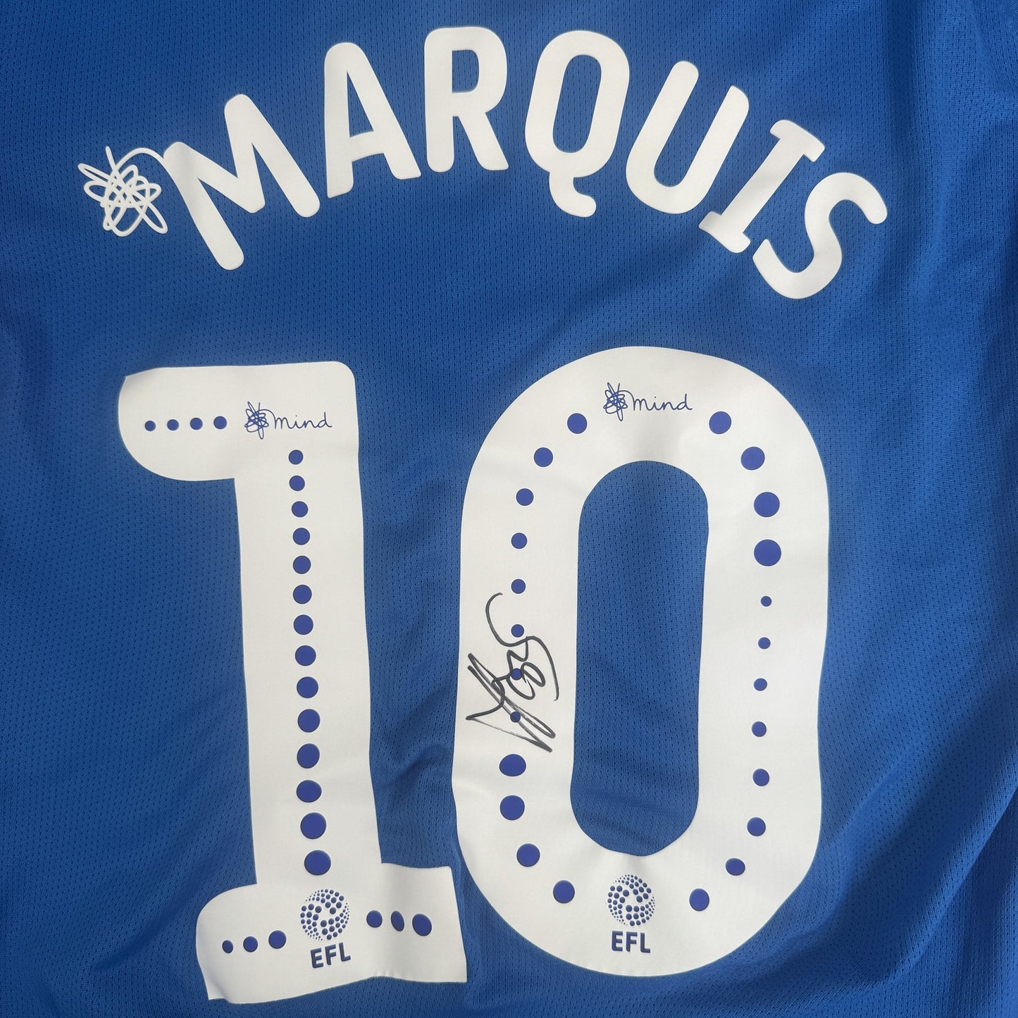 MARQUIS 10 Portsmouth 2019/2020 Home Football Shirt Match Worn Signed Medium COA