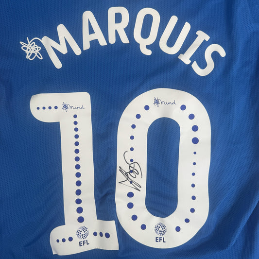 MARQUIS 10 Portsmouth 2019/2020 Home Football Shirt Match Worn Signed Medium COA