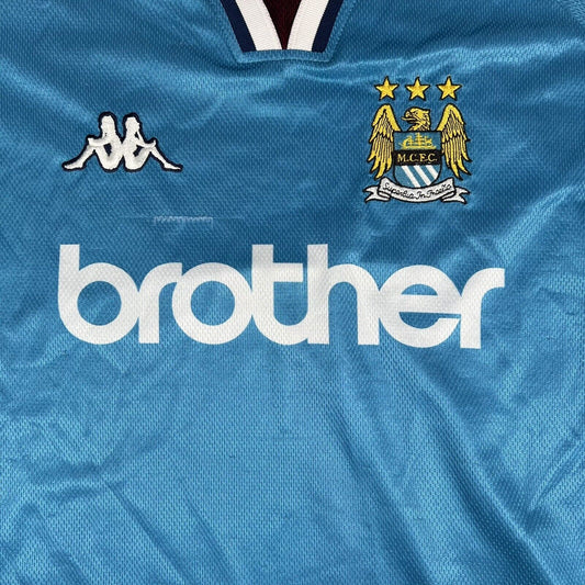 Manchester City 1997/1998/1999 Home Football Shirt Long Sleeve XL - Football Shirt Kingdom