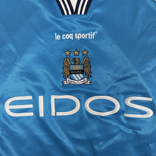 manchester city 1999 2000 2001 home football shirt men s large1