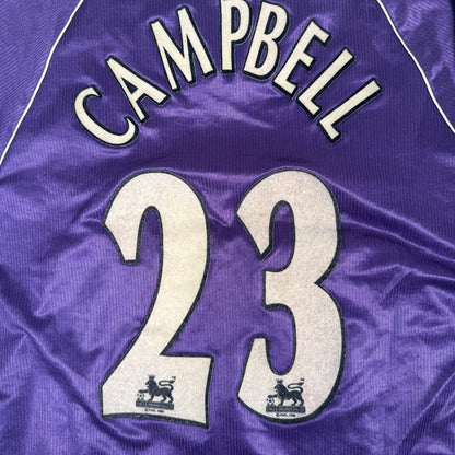 CAMPBELL 23 Tottenham Hotspur 1998/ 1999 Away Football Shirt Large — back close-up