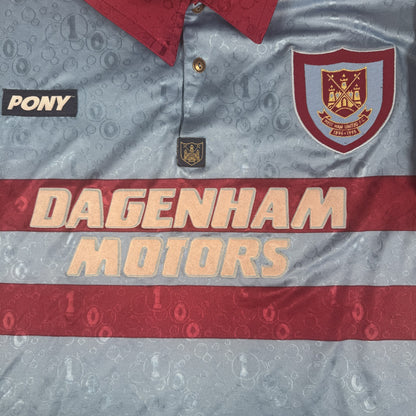 West Ham United 1995/1996/1997 Away Third Football Shirt Large — front close-up