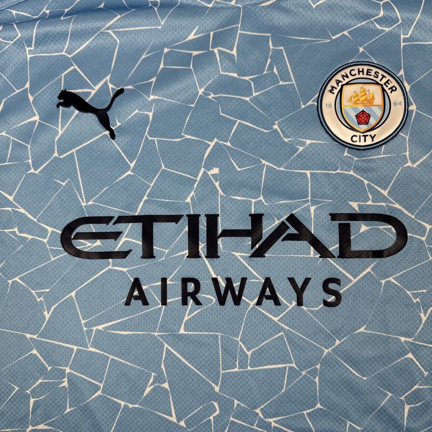 Manchester City 2020/2021 Home Football Shirt Long Sleeve Large