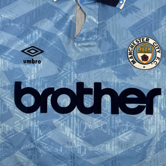 Manchester City 1991/1992/1993 Home Football Shirt Large