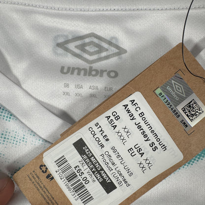Size label inside AFC Bournemouth 2024/2025 away football shirt, size XXL