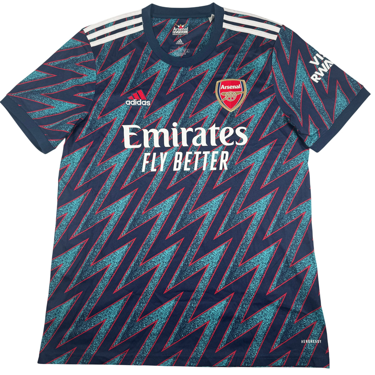 Front of Arsenal 2021/2022 third football shirt, size Large