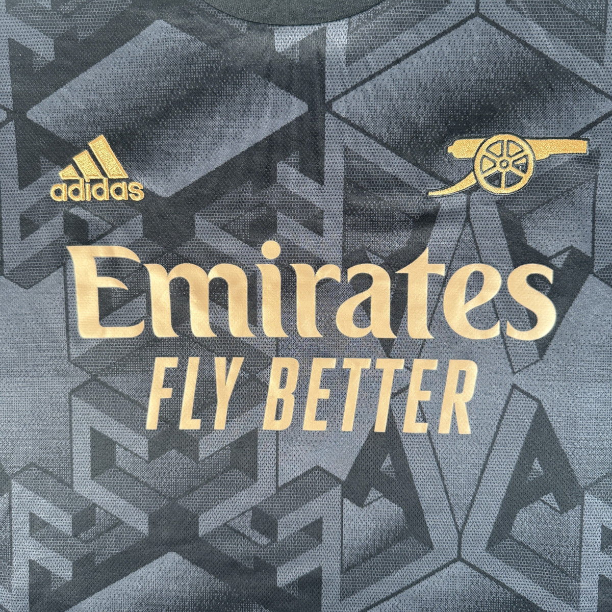 Close-up of Arsenal 2022/2023 away football shirt, size 3XL