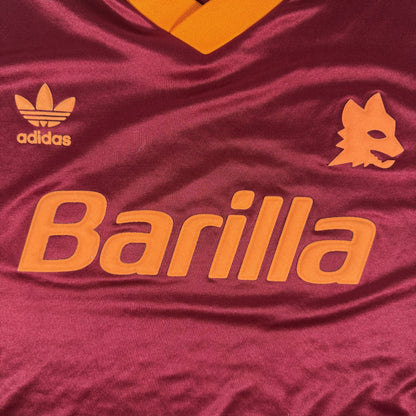 Close-up of AS Roma 1993/1994 home football shirt, size XXL