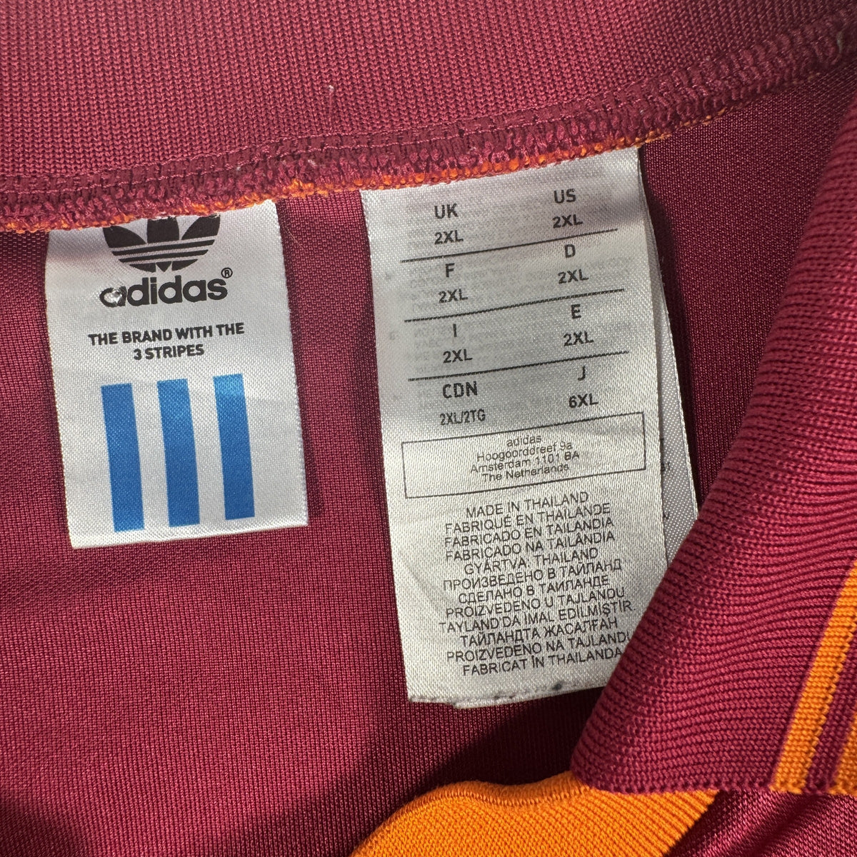 Size label inside AS Roma 1993/1994 home football shirt, size XXL