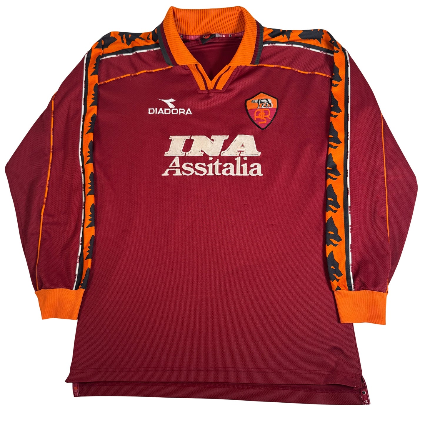 AS Roma 1998/1999 Home Long Sleeve Football Shirt Large