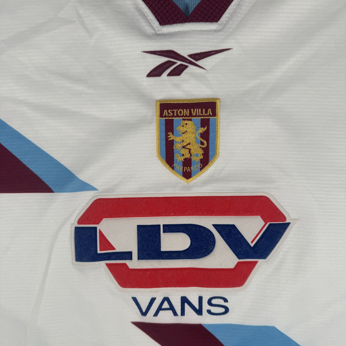 Close-up of Aston Villa 1999/2000 away football shirt, size XL