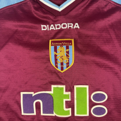 Close-up of Aston Villa 2000/2001 home football shirt, size XL