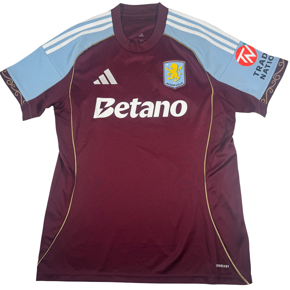 Front of Aston Villa 2025/2026 home football shirt, size Large