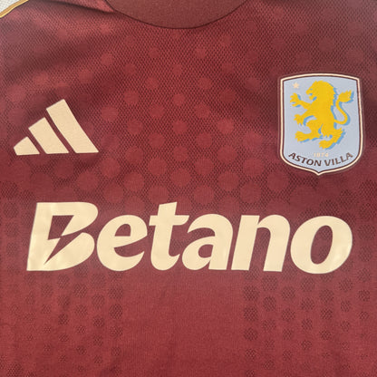 Close-up of Aston Villa 2025/2026 home football shirt, size XXL