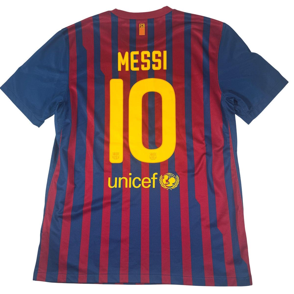 Back of Barcelona 2011/2012 home football shirt, size Large, showing Messi 10
