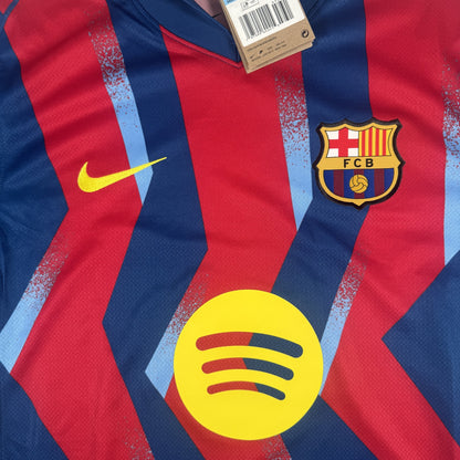 Close-up of Barcelona 2025/2026 fourth football shirt, size Medium