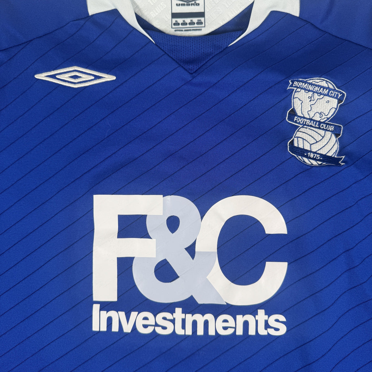Close-up of 14 on Birmingham City 2008/2009 home football shirt, size XL