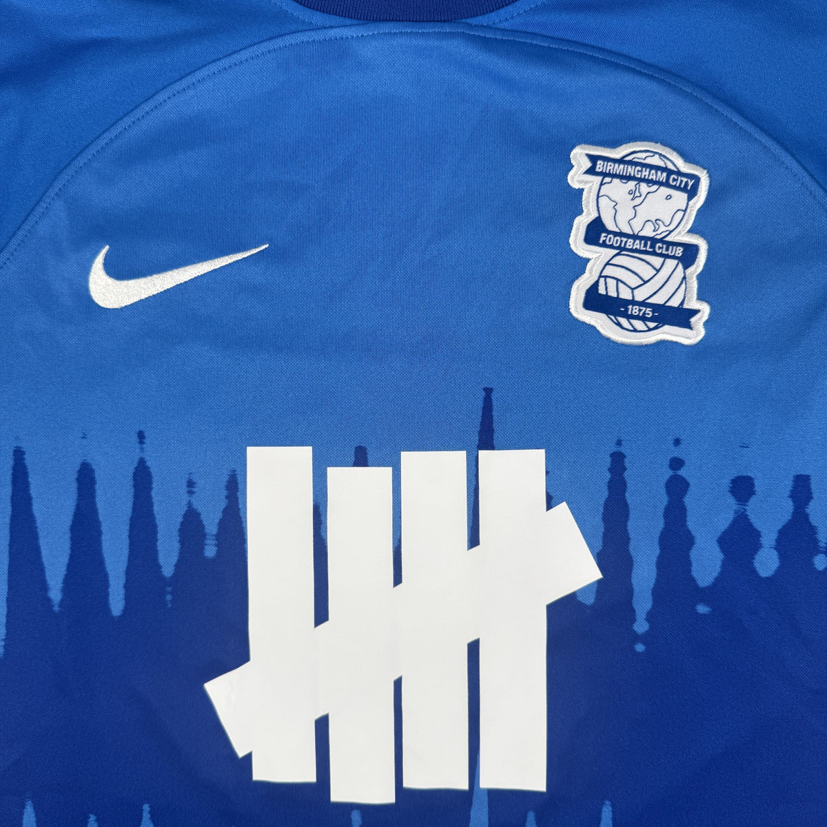 Close-up of Birmingham City 2023/2024 home football shirt, size Medium