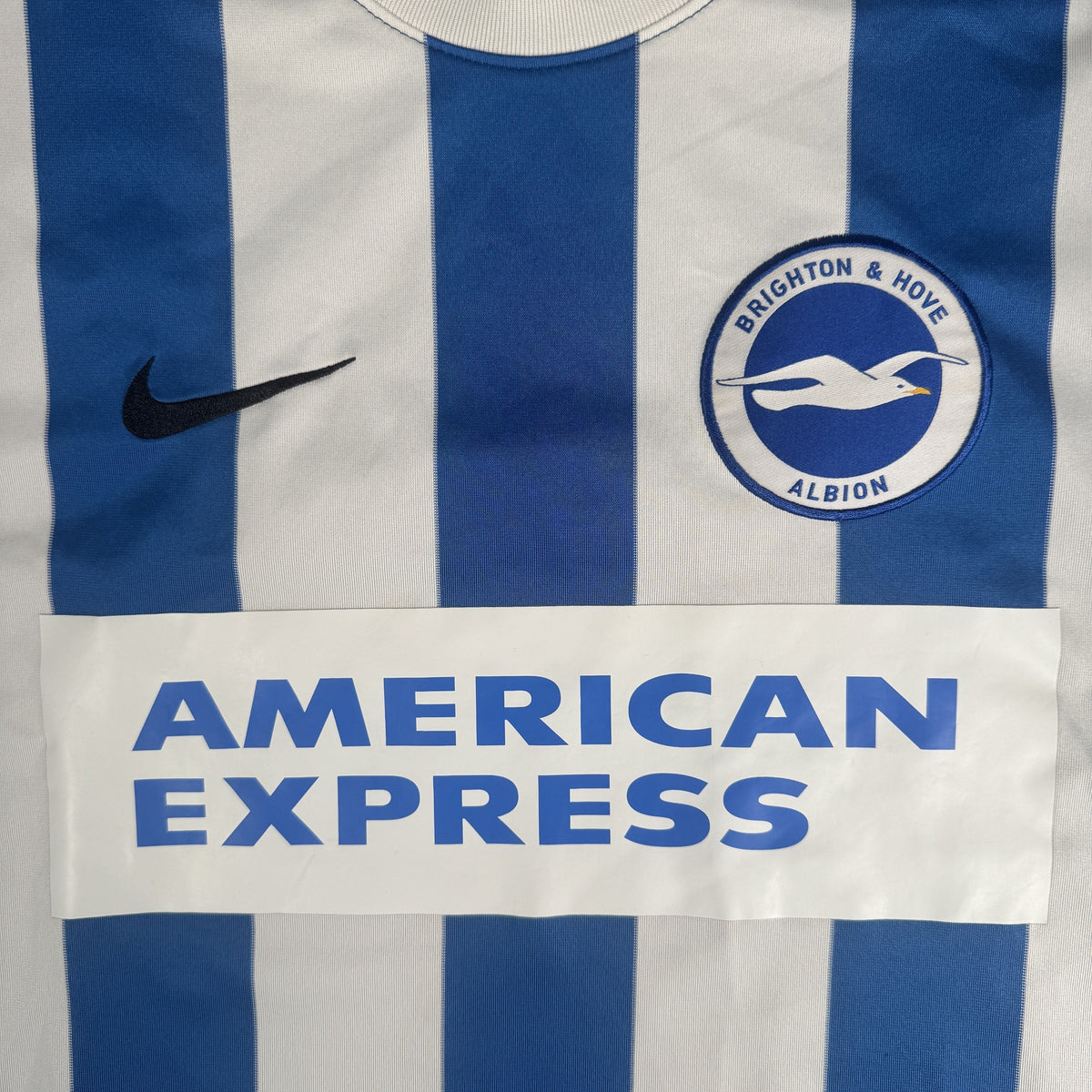 Close-up of Brighton & Hove Albion 2014/2015 home football shirt, size Large