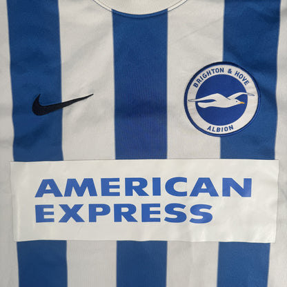 Close-up of Brighton & Hove Albion 2014/2015 home football shirt, size Large