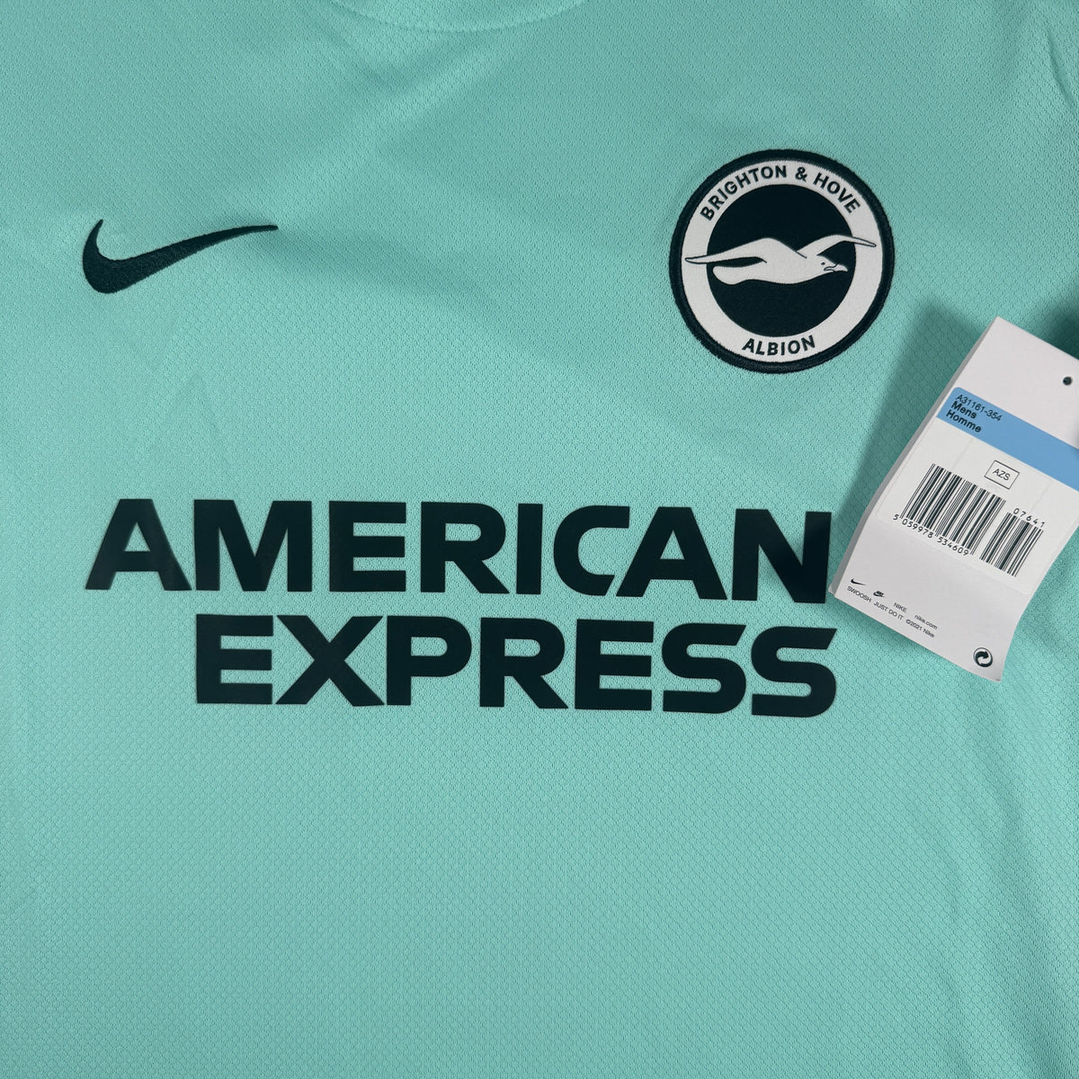 Close-up of Brighton & Hove Albion 2025/2026 training football shirt, size Medium