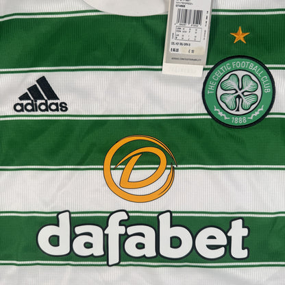 Close-up of Celtic 2021/2022 home football shirt, size Medium