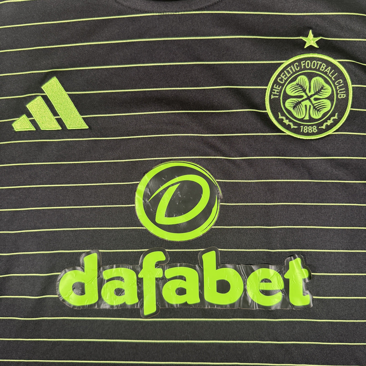 Close-up of Celtic 2025/2026 away football shirt, size XXL