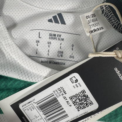 Size label inside Celtic 2025/2026 home football shirt, size Large