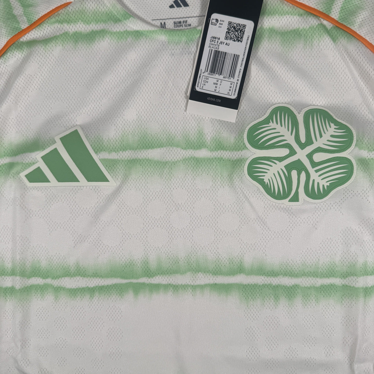 Close-up of Celtic 2025/2026 third football shirt, size Medium