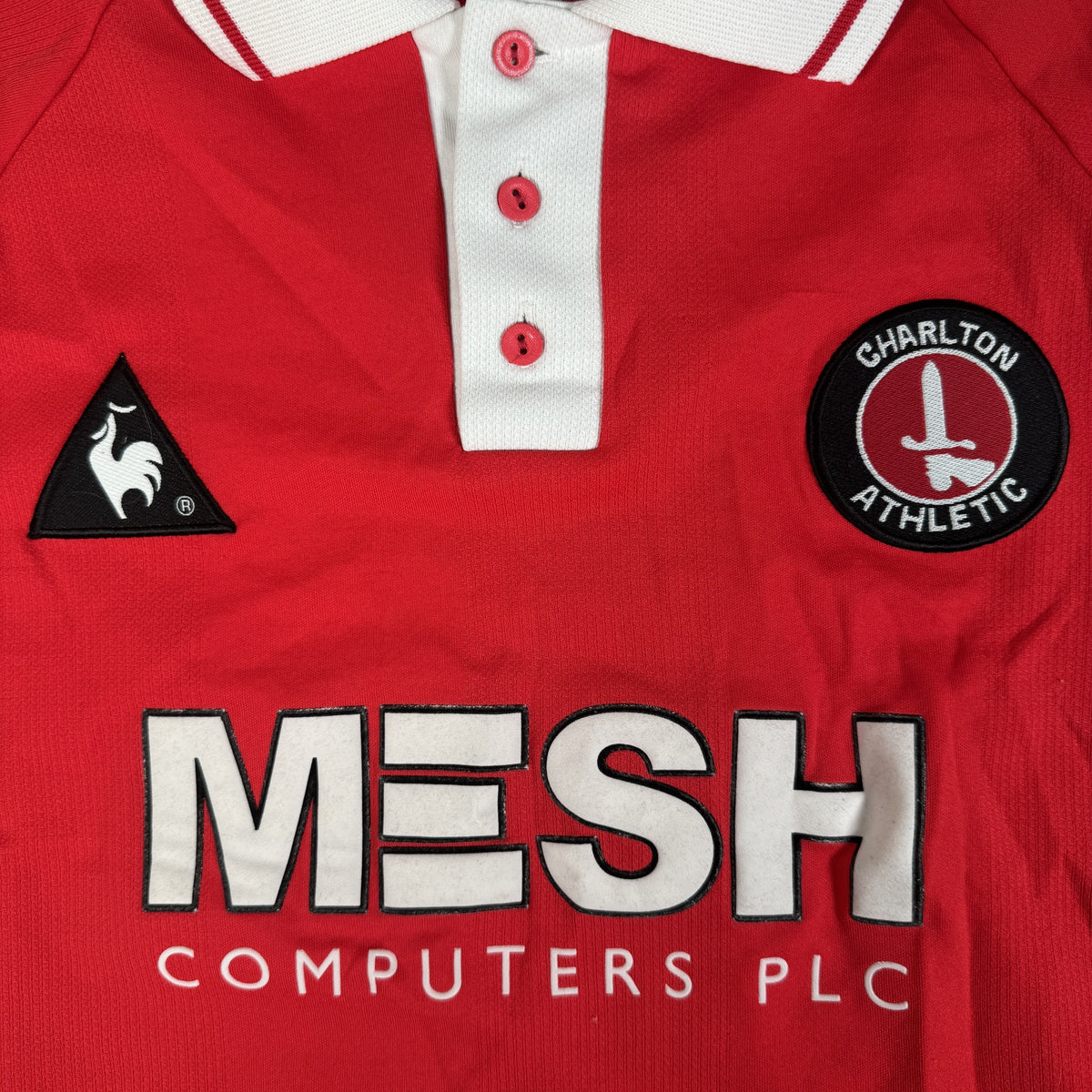Close-up of Charlton Athletic 1998/1999/2000 home football shirt, size Large